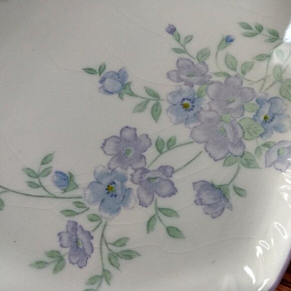 Vintage Blue Bell Flower Ceramic Tray Furukawa Japan Rectangular 12"x6.5" - Picture 8 of 12